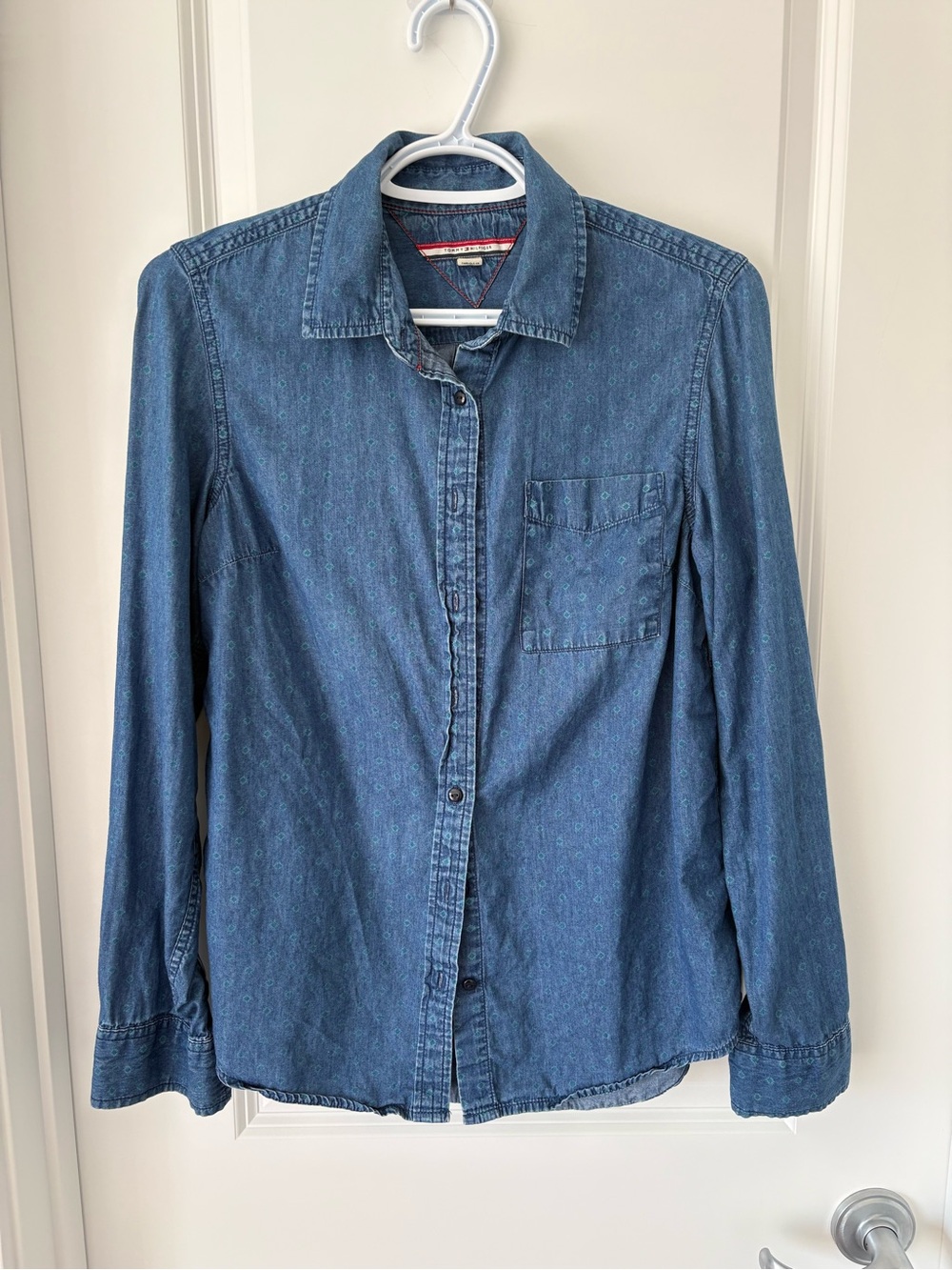 Tommy Hilfiger blue denim shirt with red trim